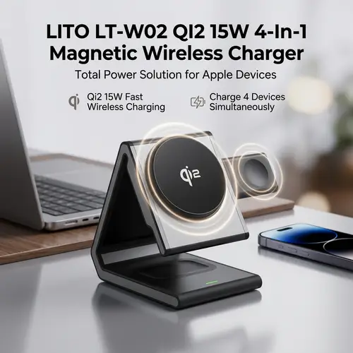 LITO LT-W02 QI2 15W 4-In-1 Magnetic Wireless Charger