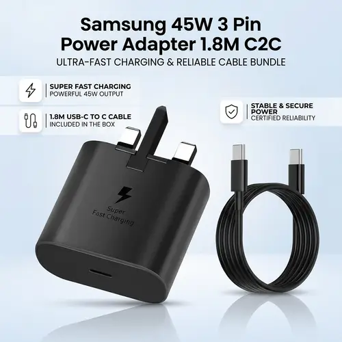 Samsung 45W 3 Pin Power Adapter 1.8M C2C